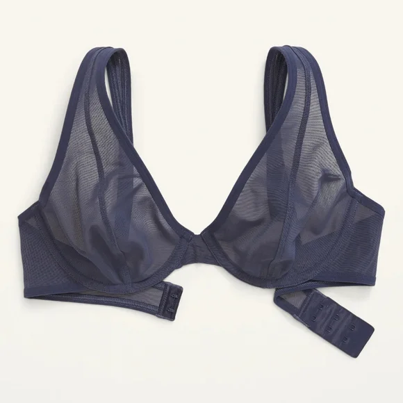 Mesh Unlined Underwire Plunge Bra, Size 40DD - Picture 5 of 8